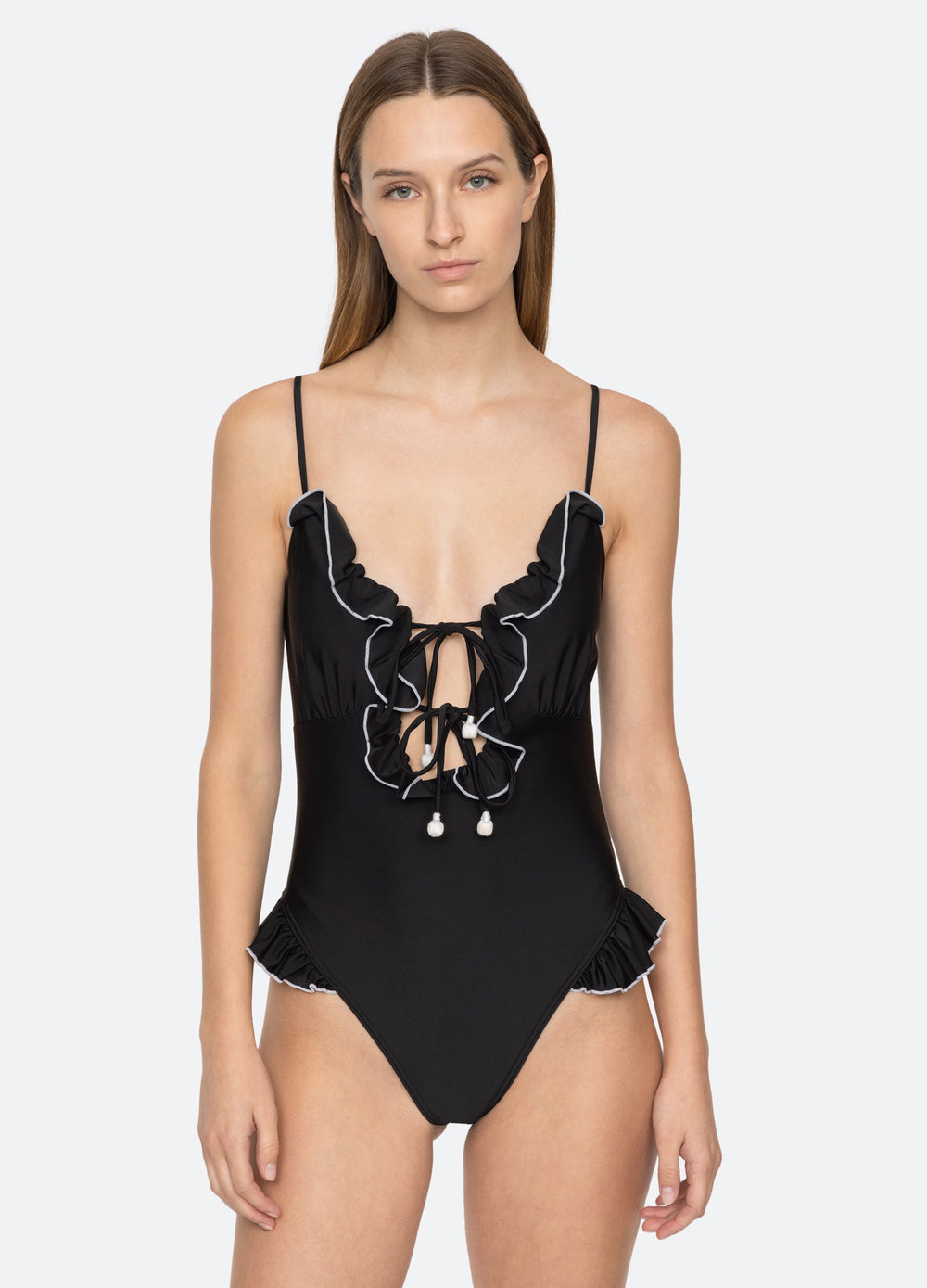 Camille Ruffle One Piece Black