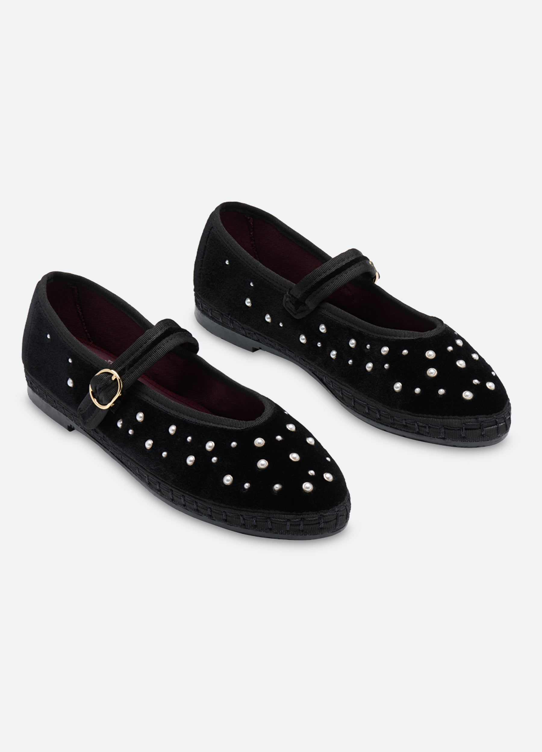 Pearl Mary Jane Flats Black