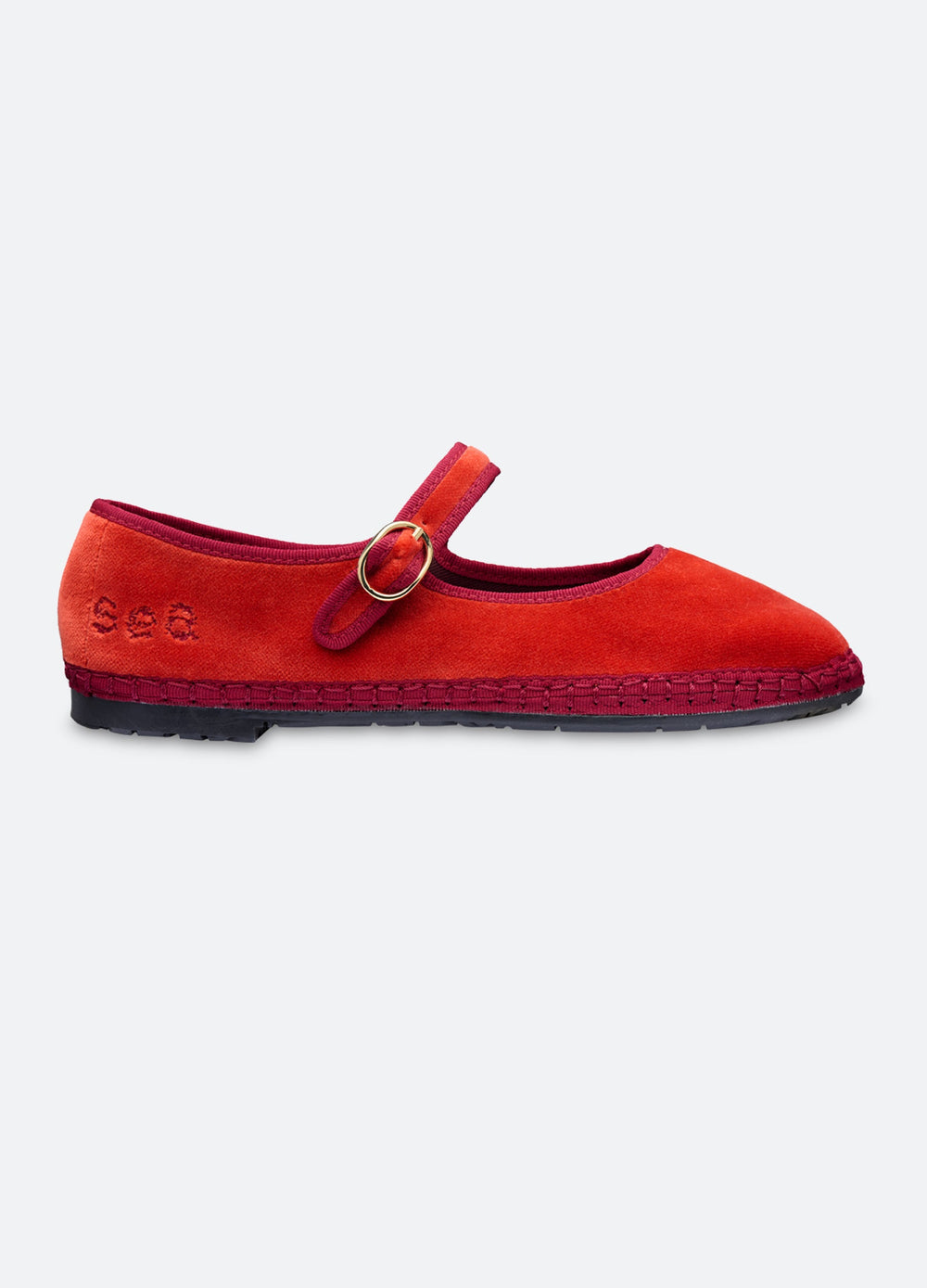 Velvet Mary Jane Flats Terracotta|Olive