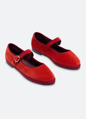Velvet Mary Jane Flats Terracotta|Olive