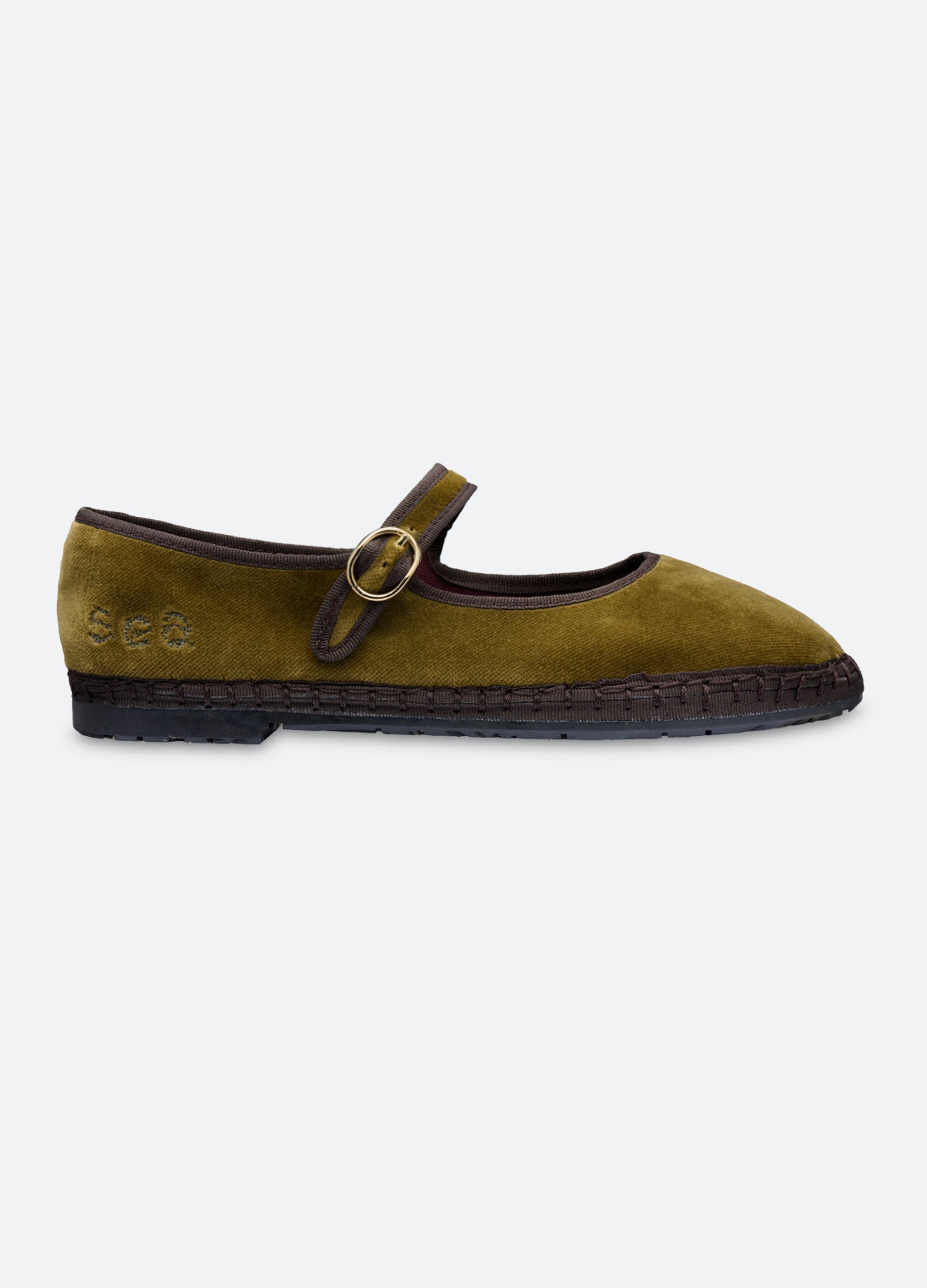 Velvet Mary Jane Flats Terracotta|Olive