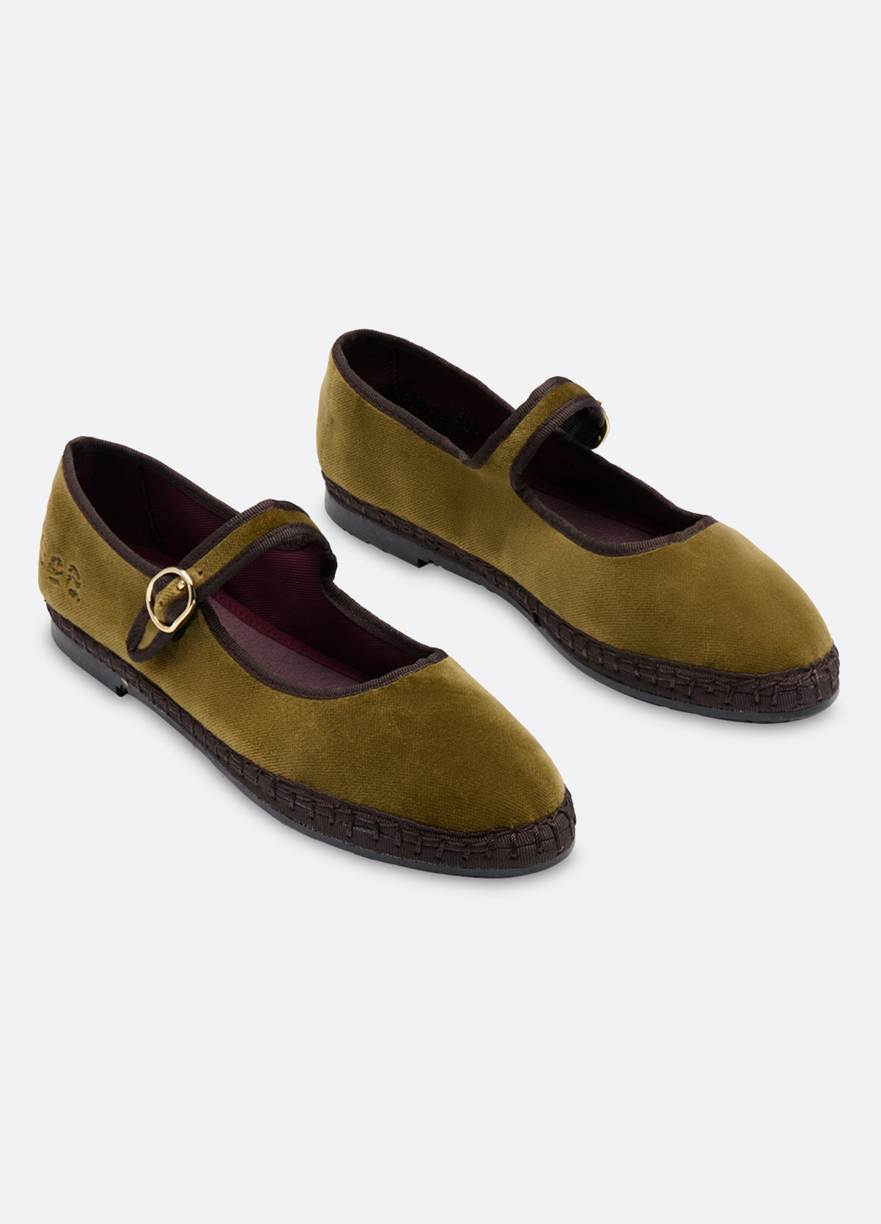 Velvet Mary Jane Flats Terracotta|Olive